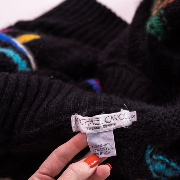 Vintage 80s mohair abstract stripe chunky cardigan - Picture 10 of 10